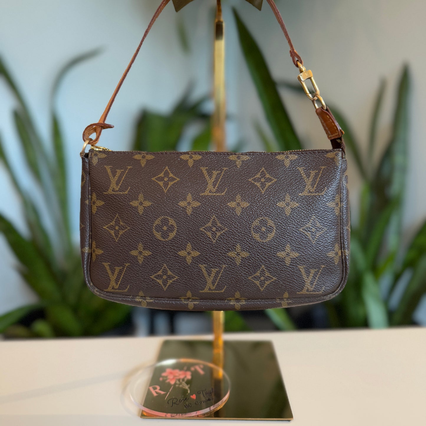 Louis Vuitton Pochette Accessoires w/ long vachetta strap