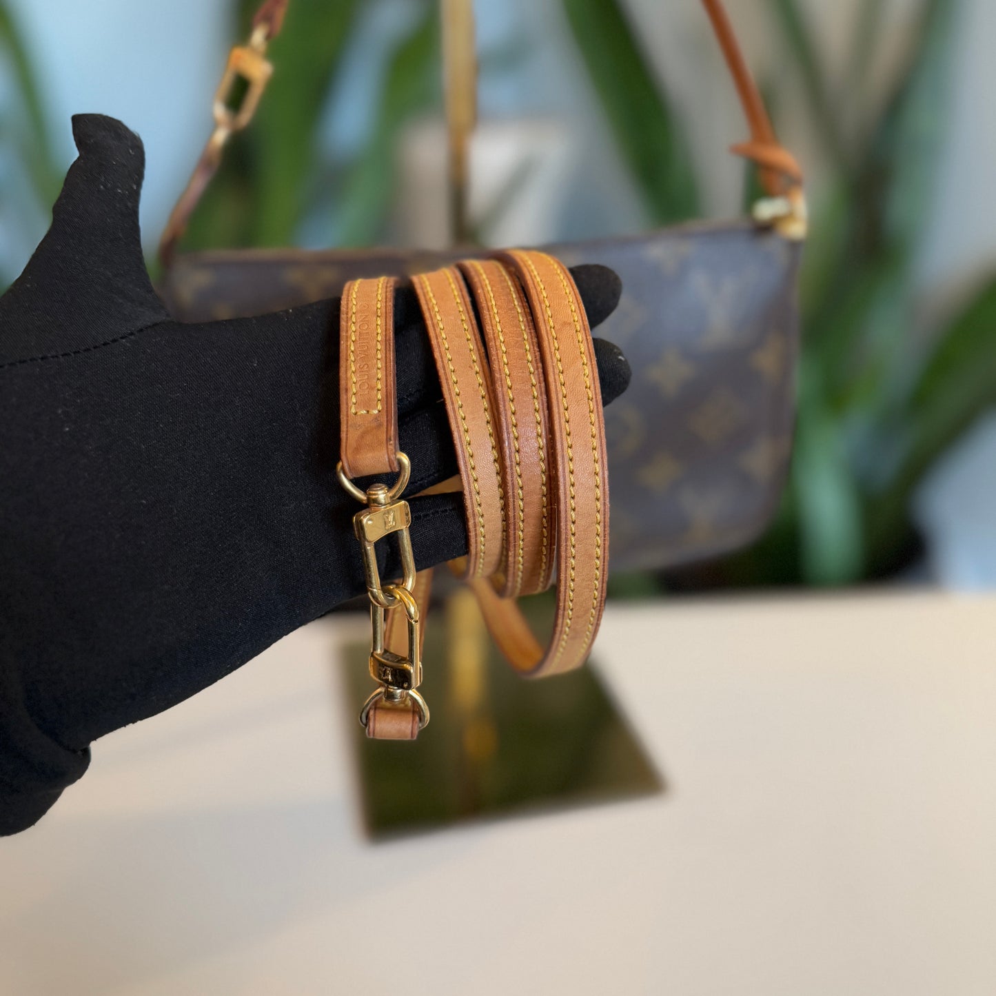 Louis Vuitton Pochette Accessoires w/ long vachetta strap