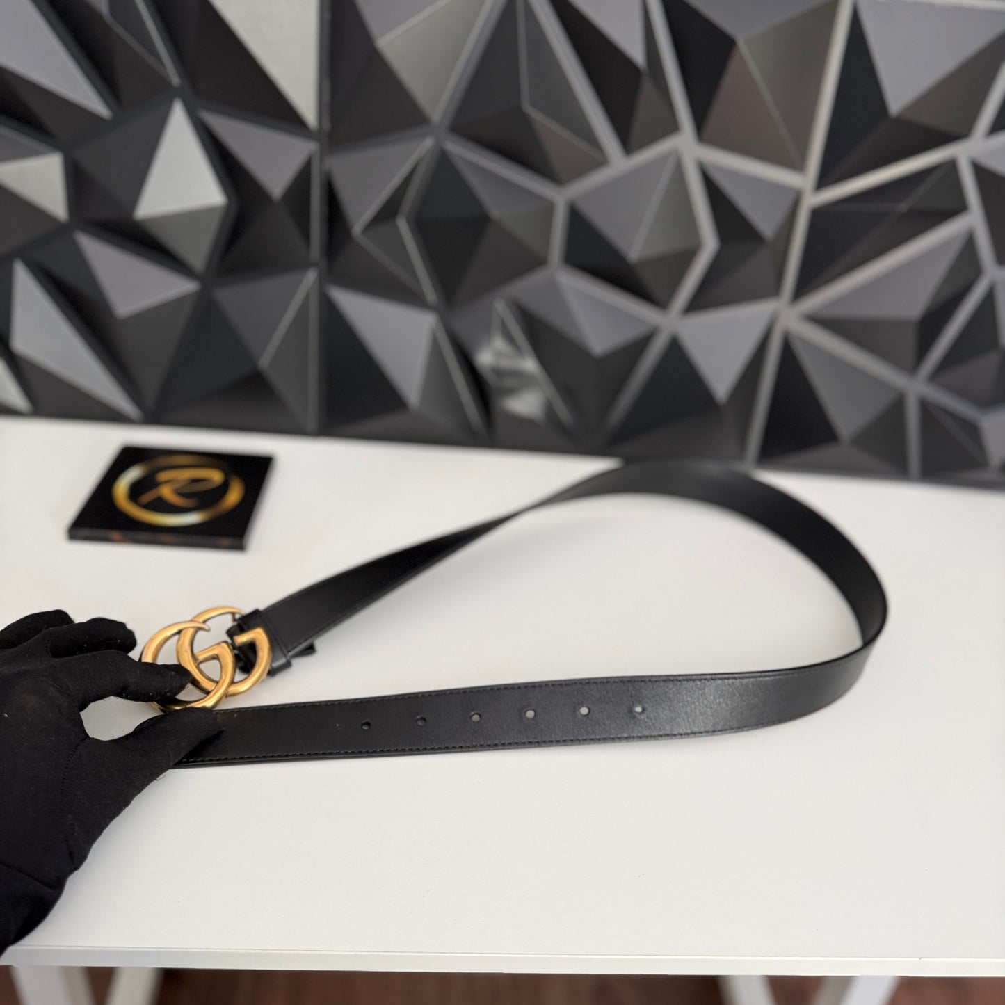 Gucci Marmont Leather Belt, Gold Hardware