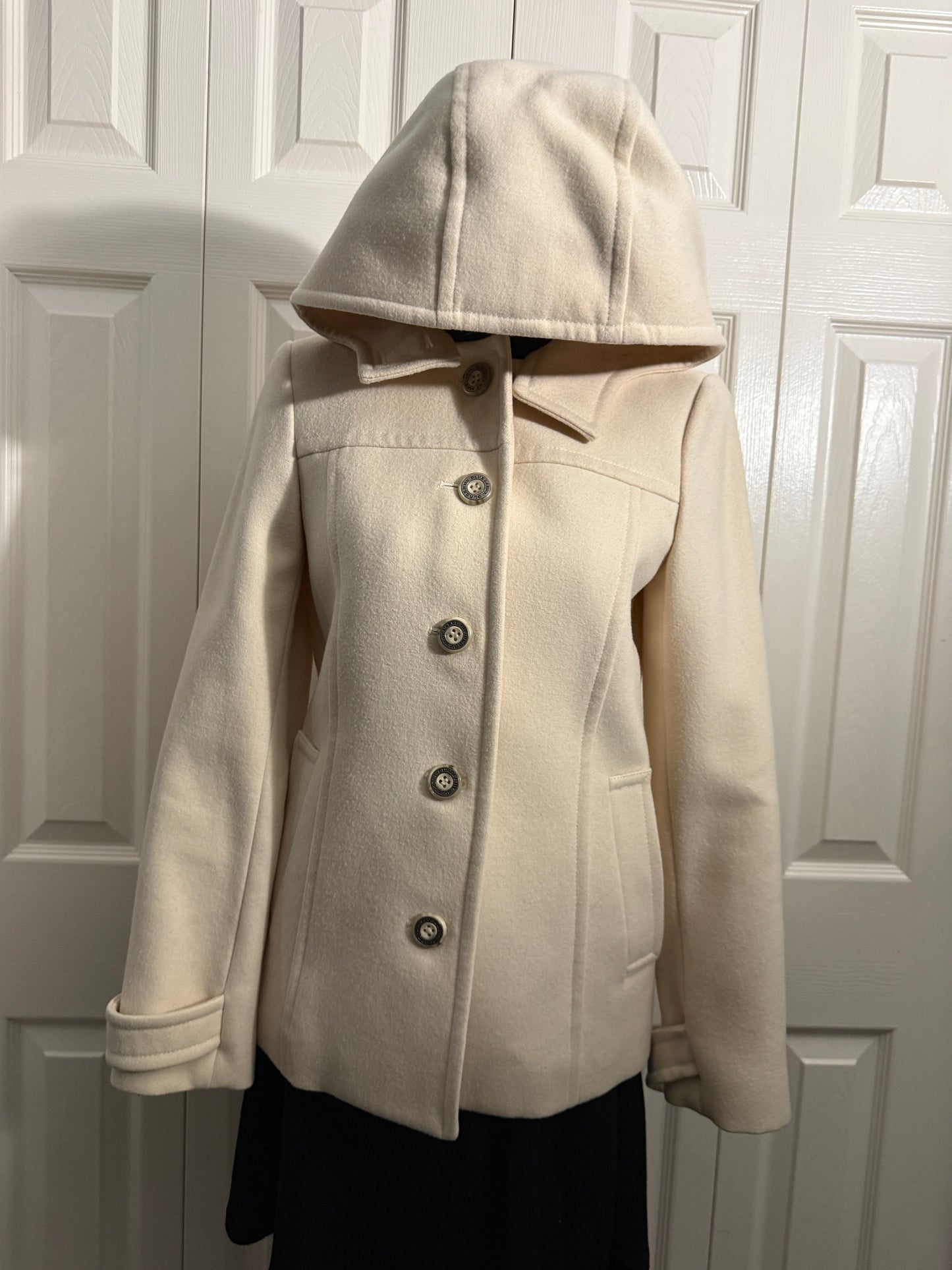 Burberry Blue Label Wool Trench Coat with Hoodie