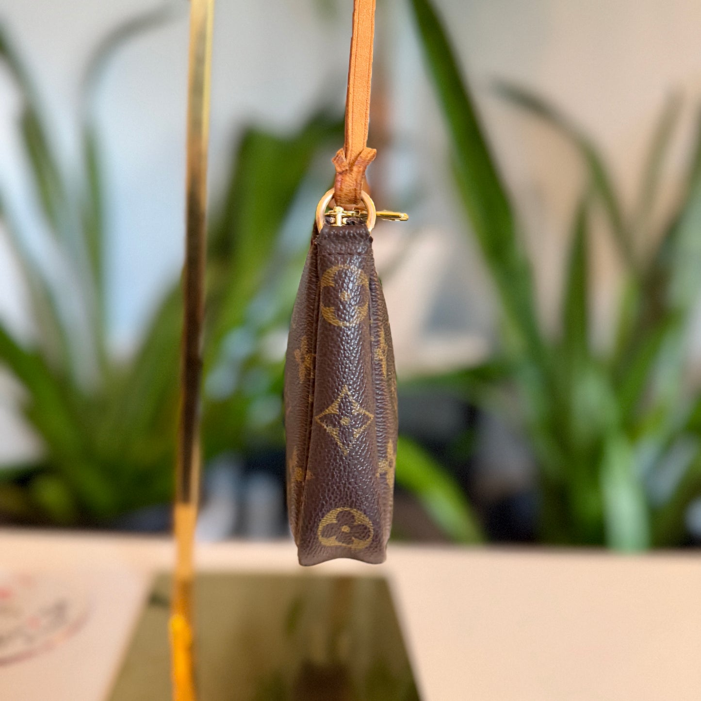 Louis Vuitton Pochette Accessoires w/ long vachetta strap