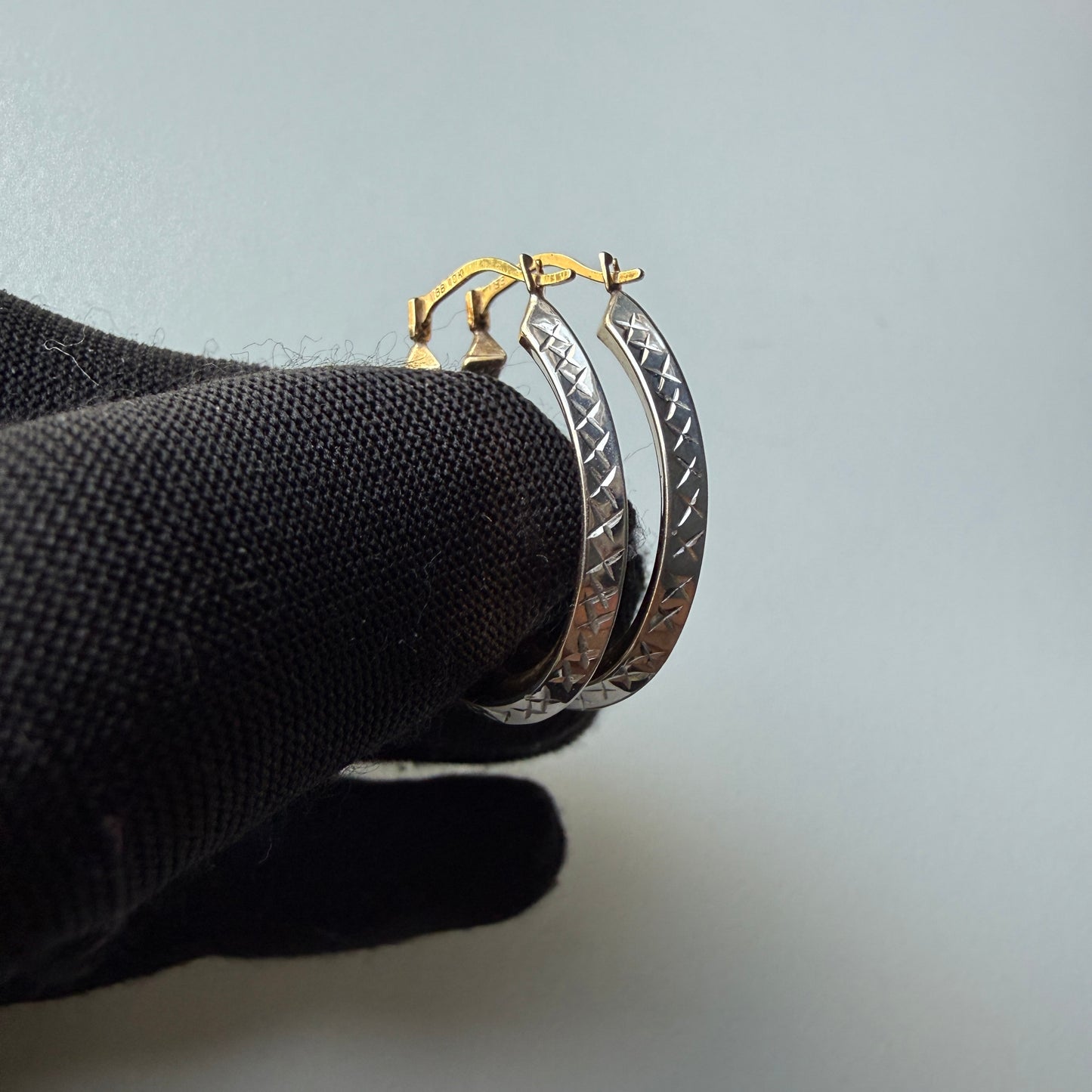 10k Gold 2-toned Oval Hoop Earrings