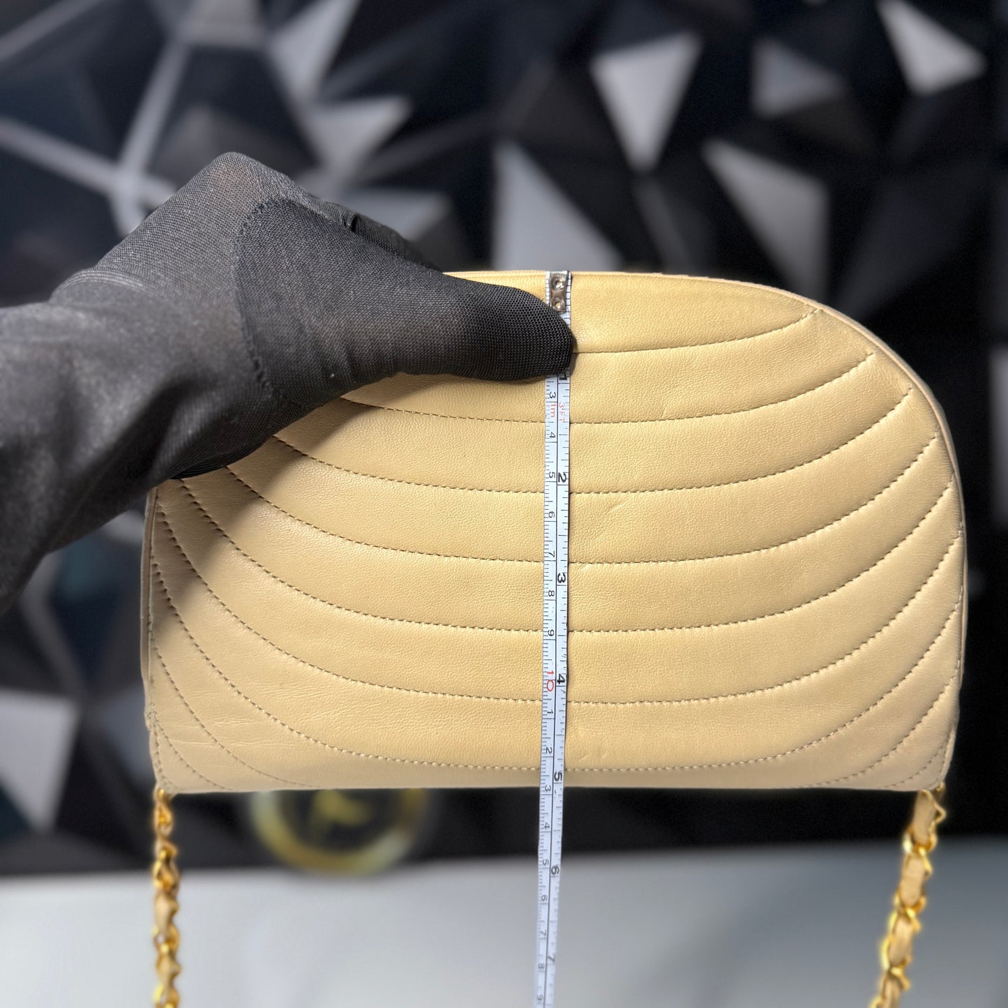 Lambskin Half Moon Flap, Beige, GHW