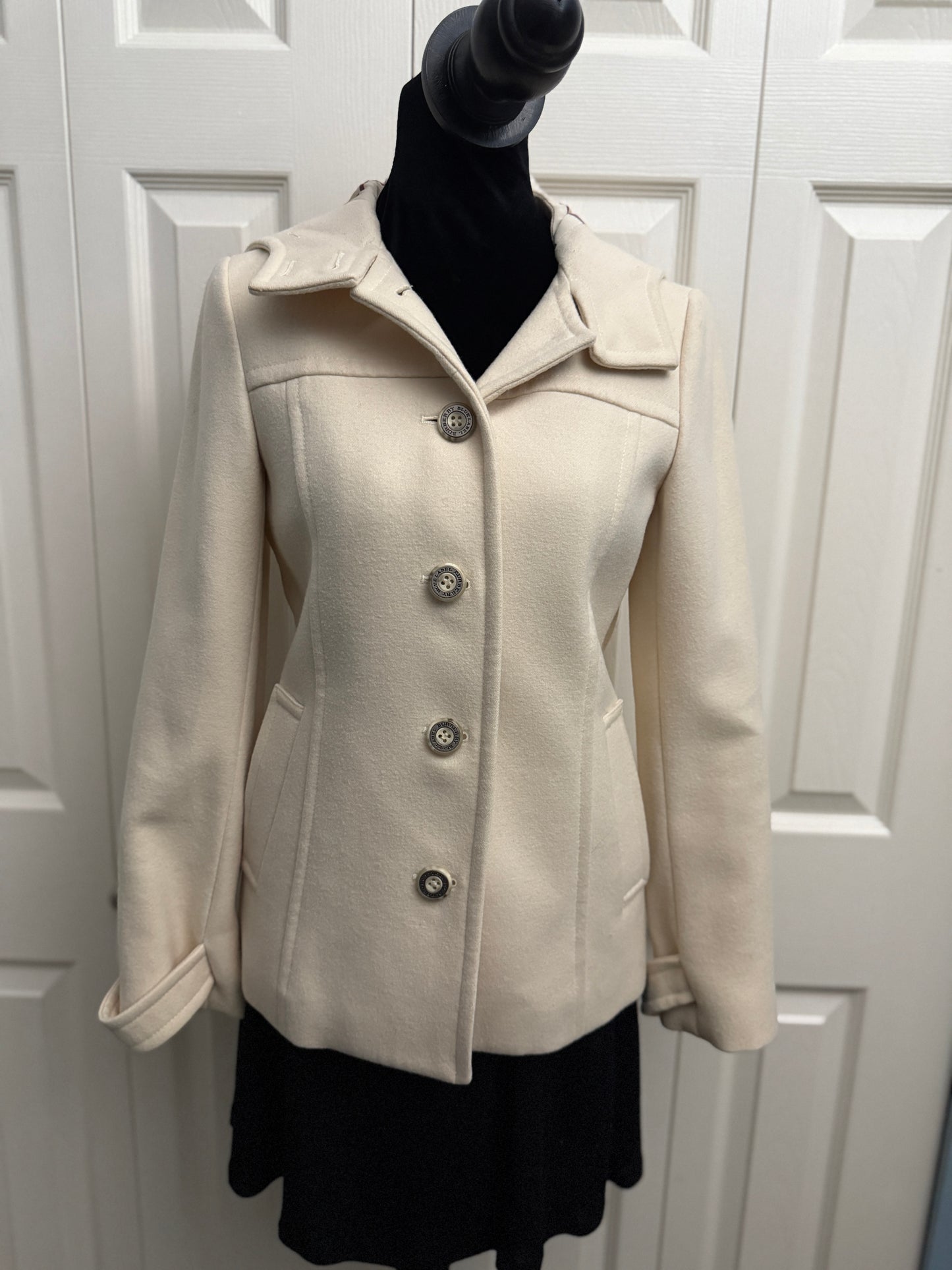 Burberry Blue Label Wool Trench Coat with Hoodie