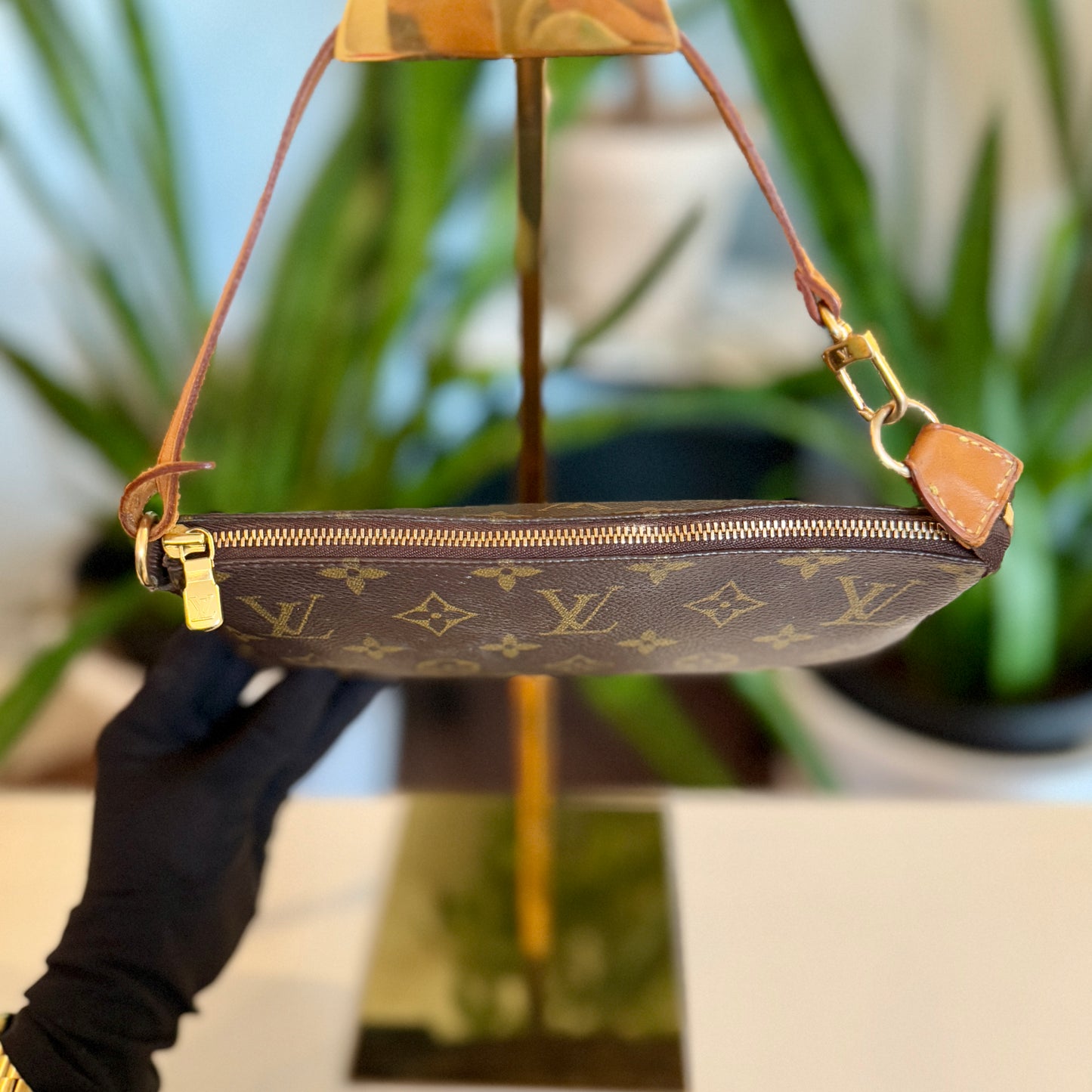 Louis Vuitton Pochette Accessoires w/ long vachetta strap