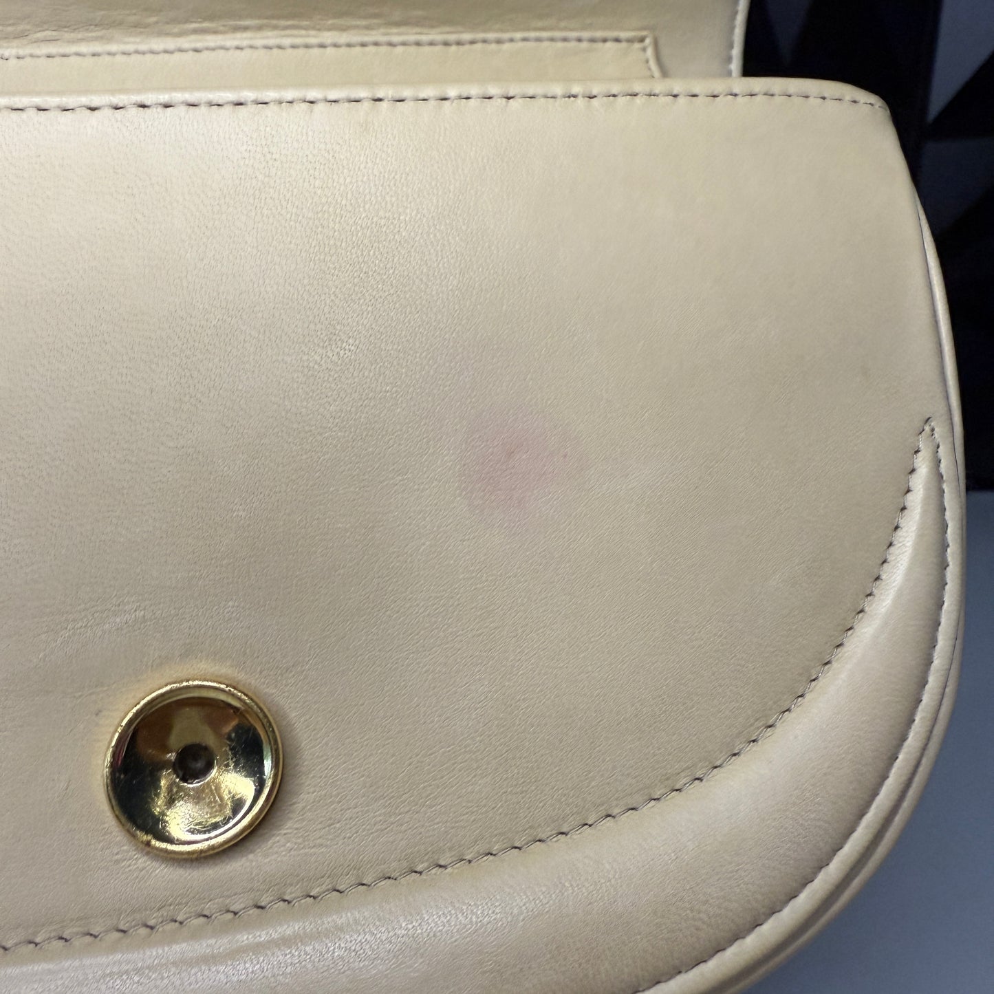 Lambskin Half Moon Flap, Beige, GHW