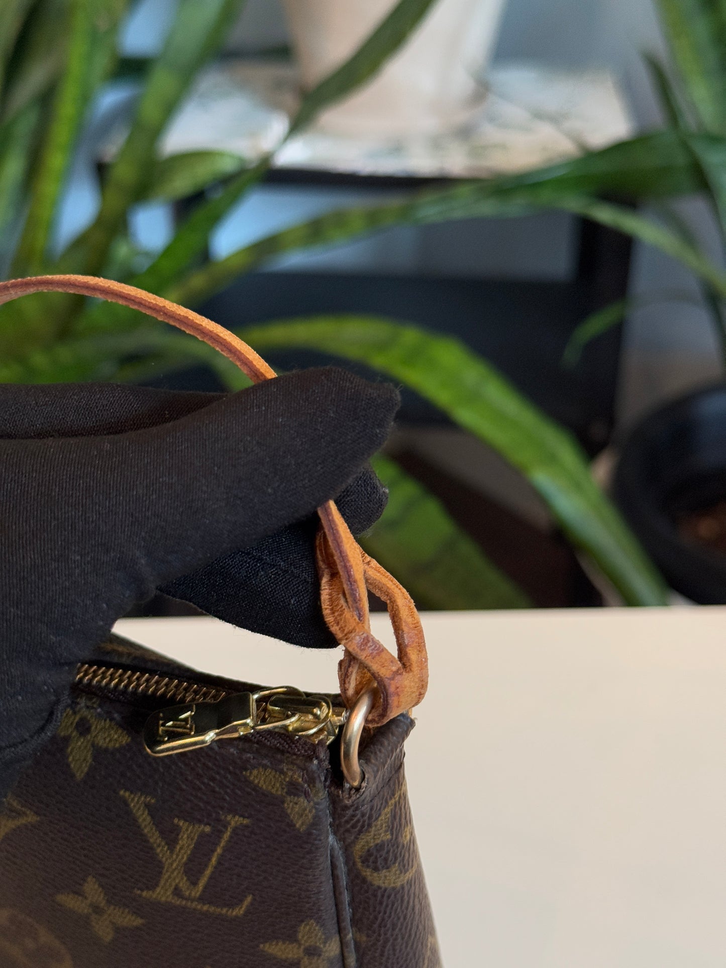 Louis Vuitton Pochette Accessoires w/ long vachetta strap