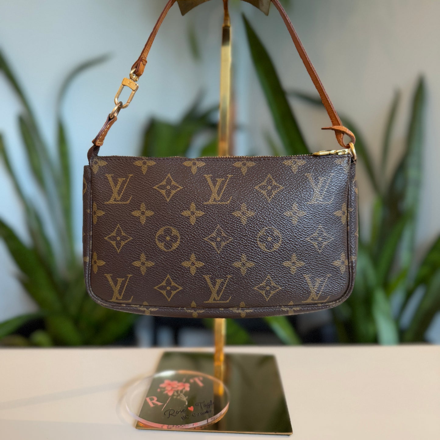 Louis Vuitton Pochette Accessoires w/ long vachetta strap