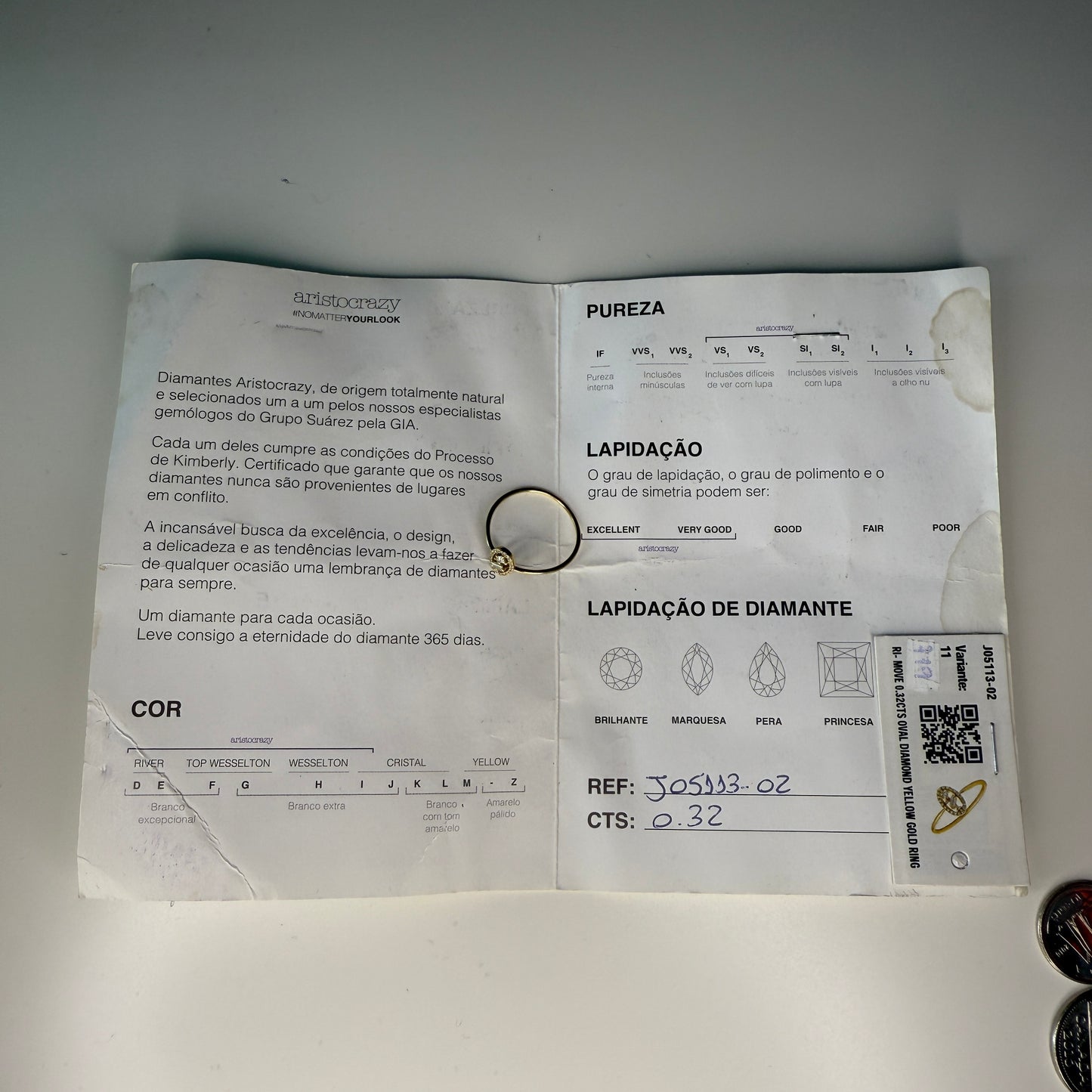 Original Aristocrazy Solid 18K Yellow Gold Ring with 0.32 cts Natural Diamonds