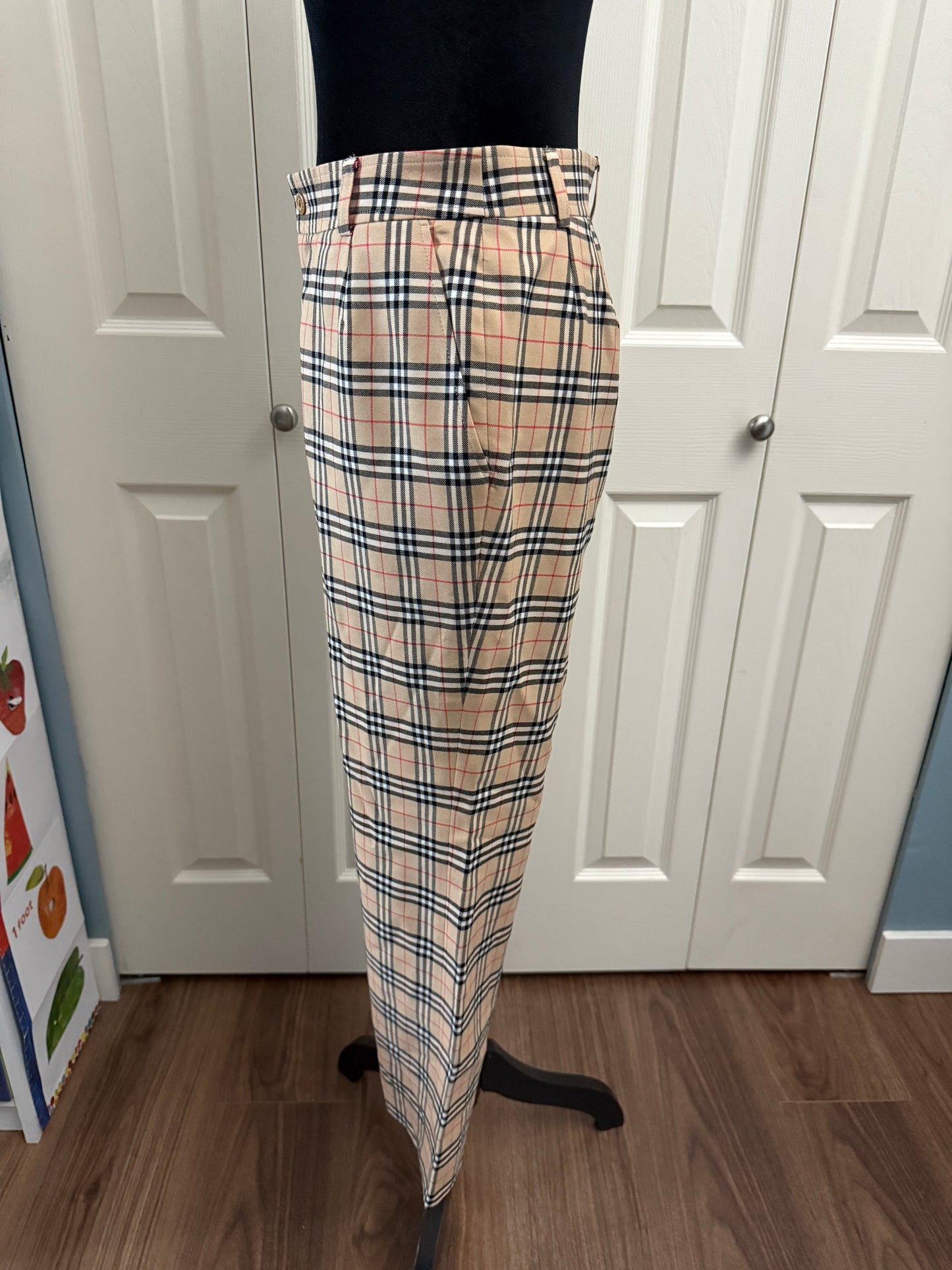 Burberry Gold Plaid Pants
