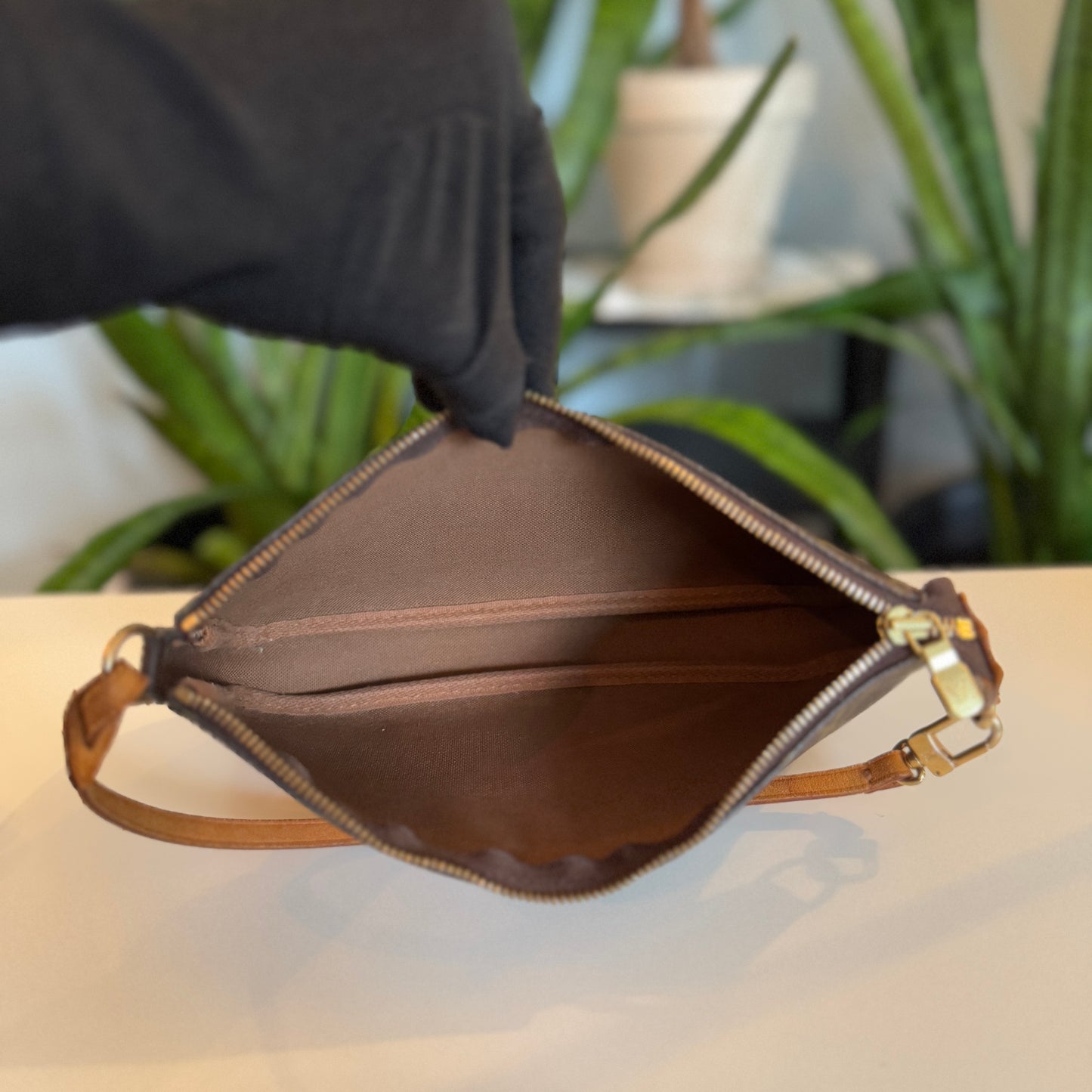 Louis Vuitton Pochette Accessoires w/ long vachetta strap