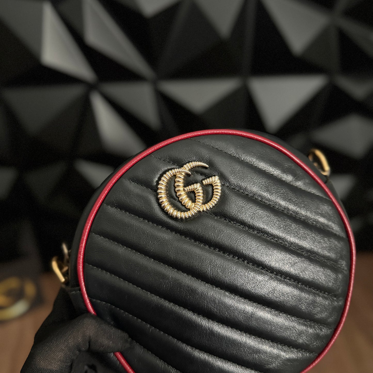 Gucci Marmont Mini Round Shoulder Bag (Matelassé leather)