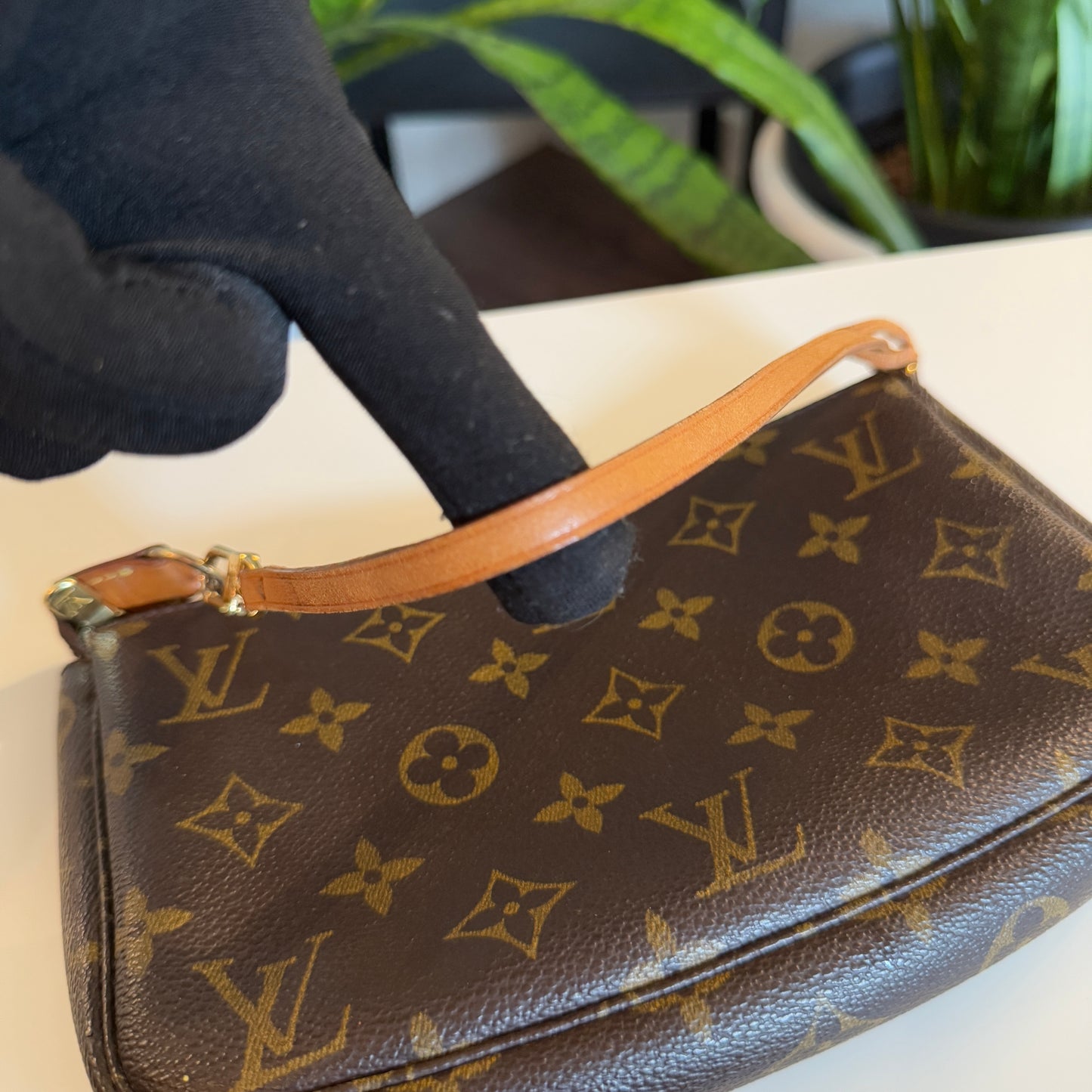 Louis Vuitton Pochette Accessoires w/ long vachetta strap
