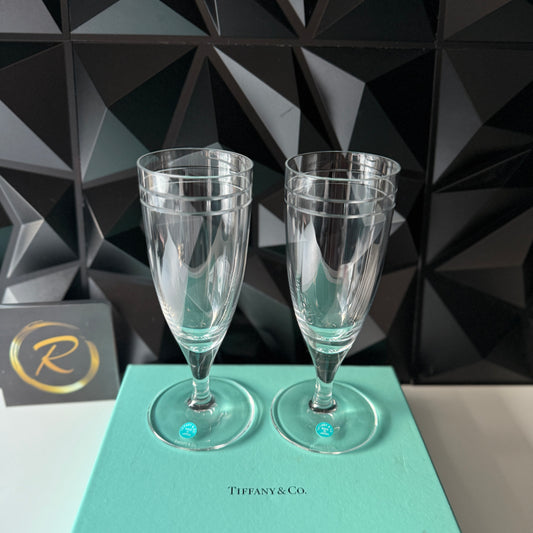 Tiffany & Co. Atlas Pilsner glasses in clear crystal - Brand New with Box