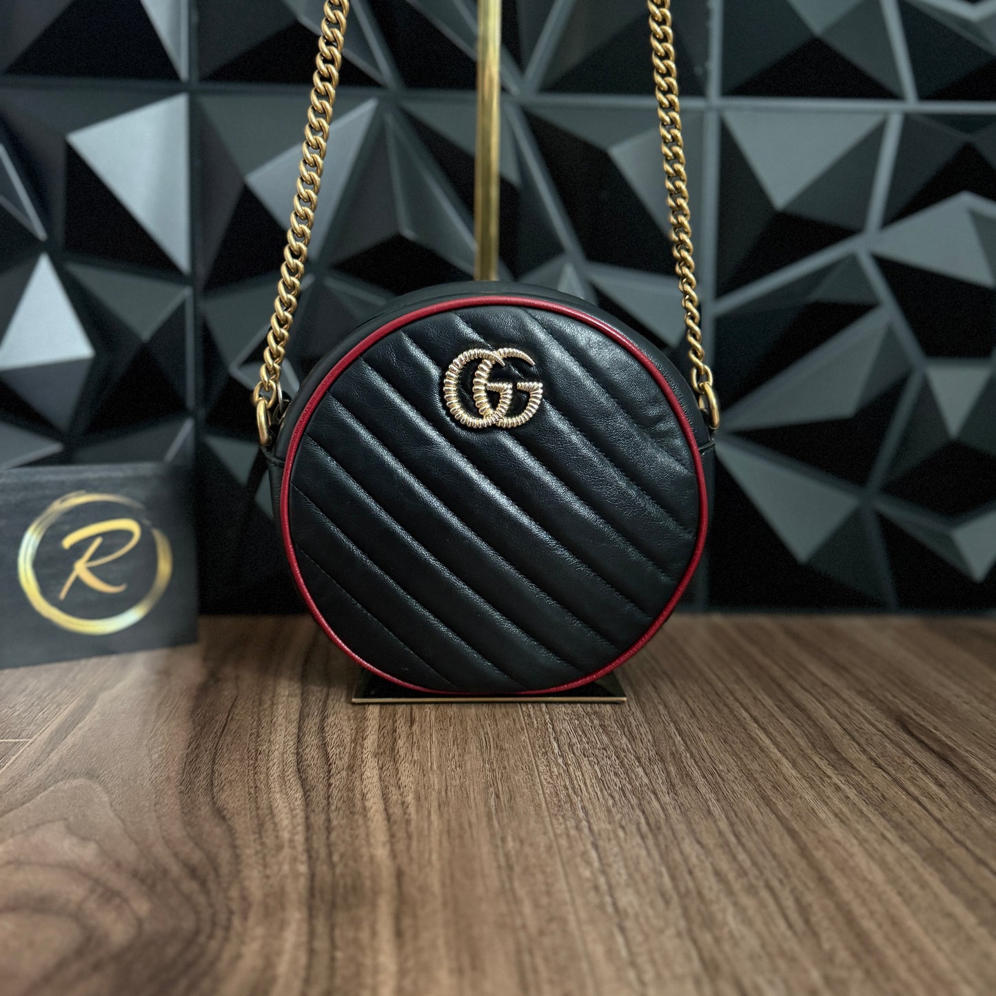 Gucci Marmont Mini Round Shoulder Bag (Matelassé leather)