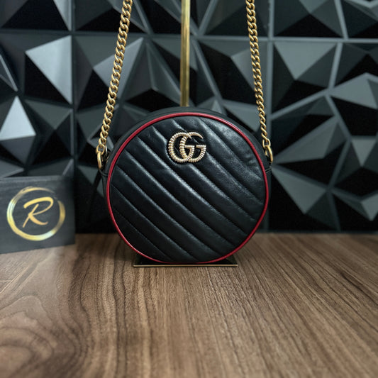 Gucci Marmont Mini Round Shoulder Bag (Matelassé leather)