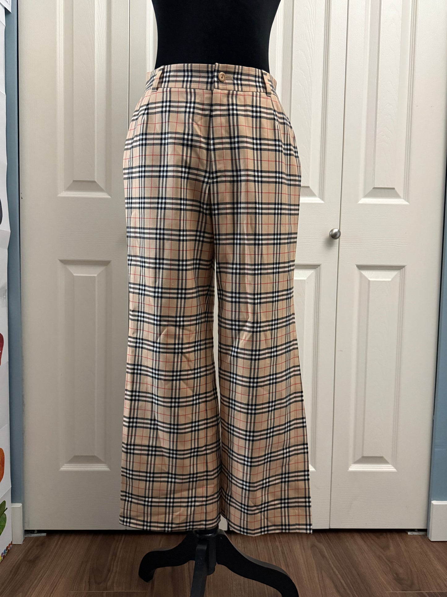 Burberry Gold Plaid Pants
