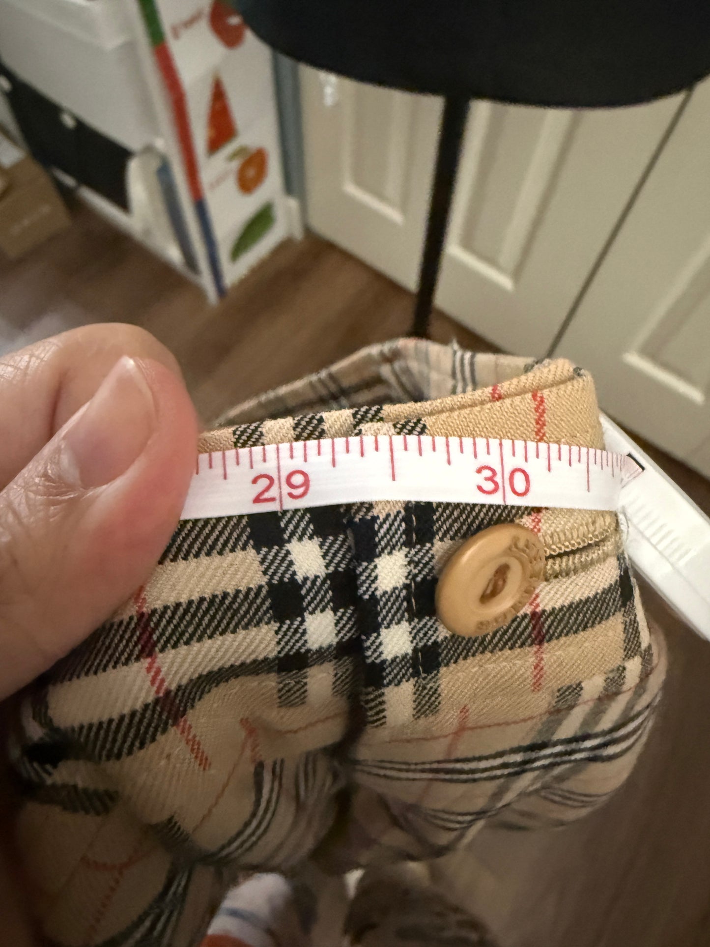 Burberry Gold Plaid Pants