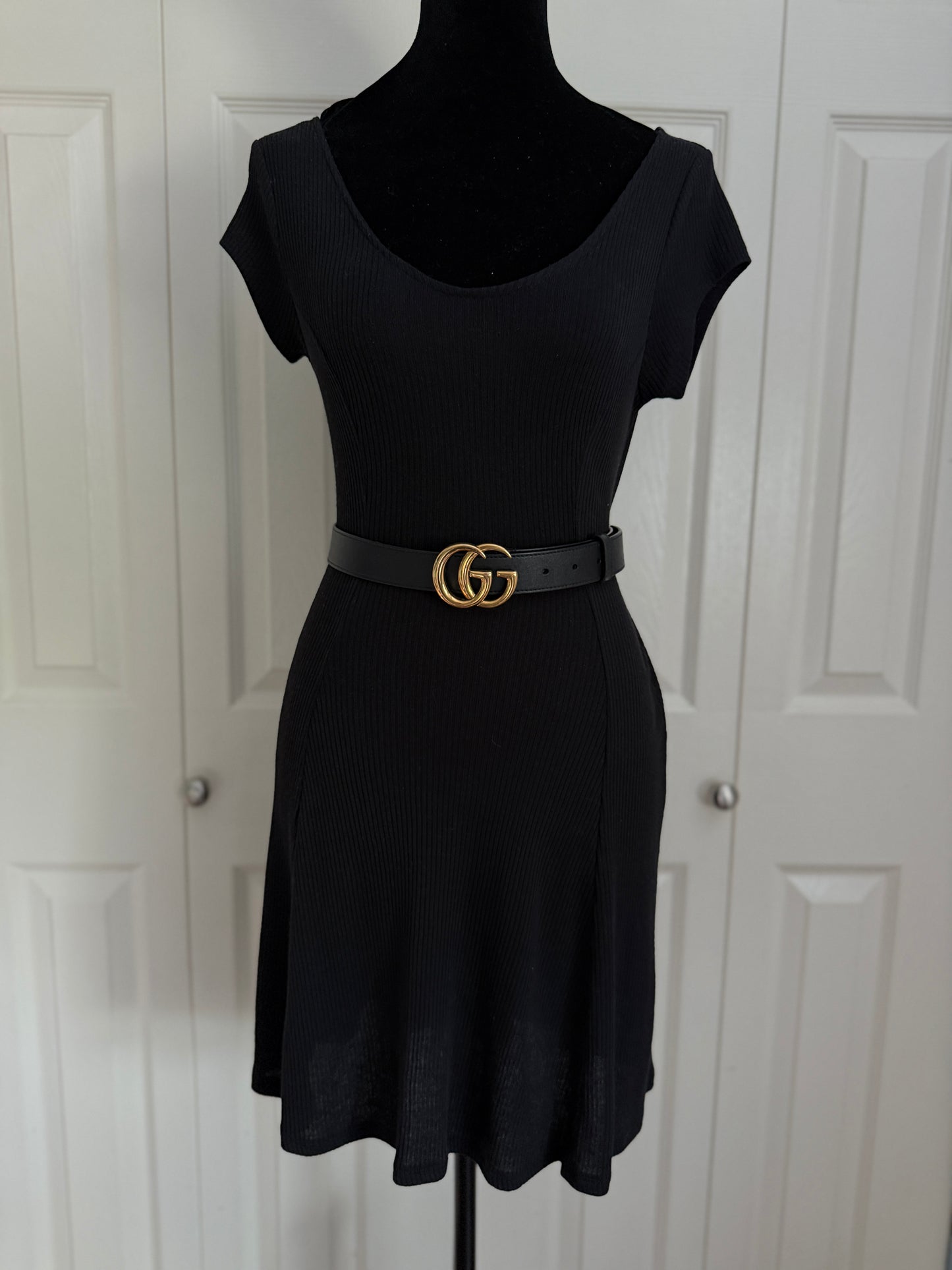 Gucci Marmont Leather Belt, Gold Hardware