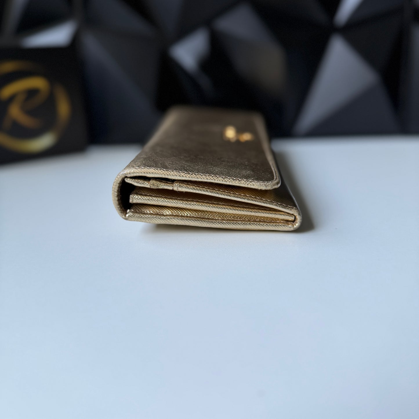 Prada Saffiano Leather Long Wallet – Gold