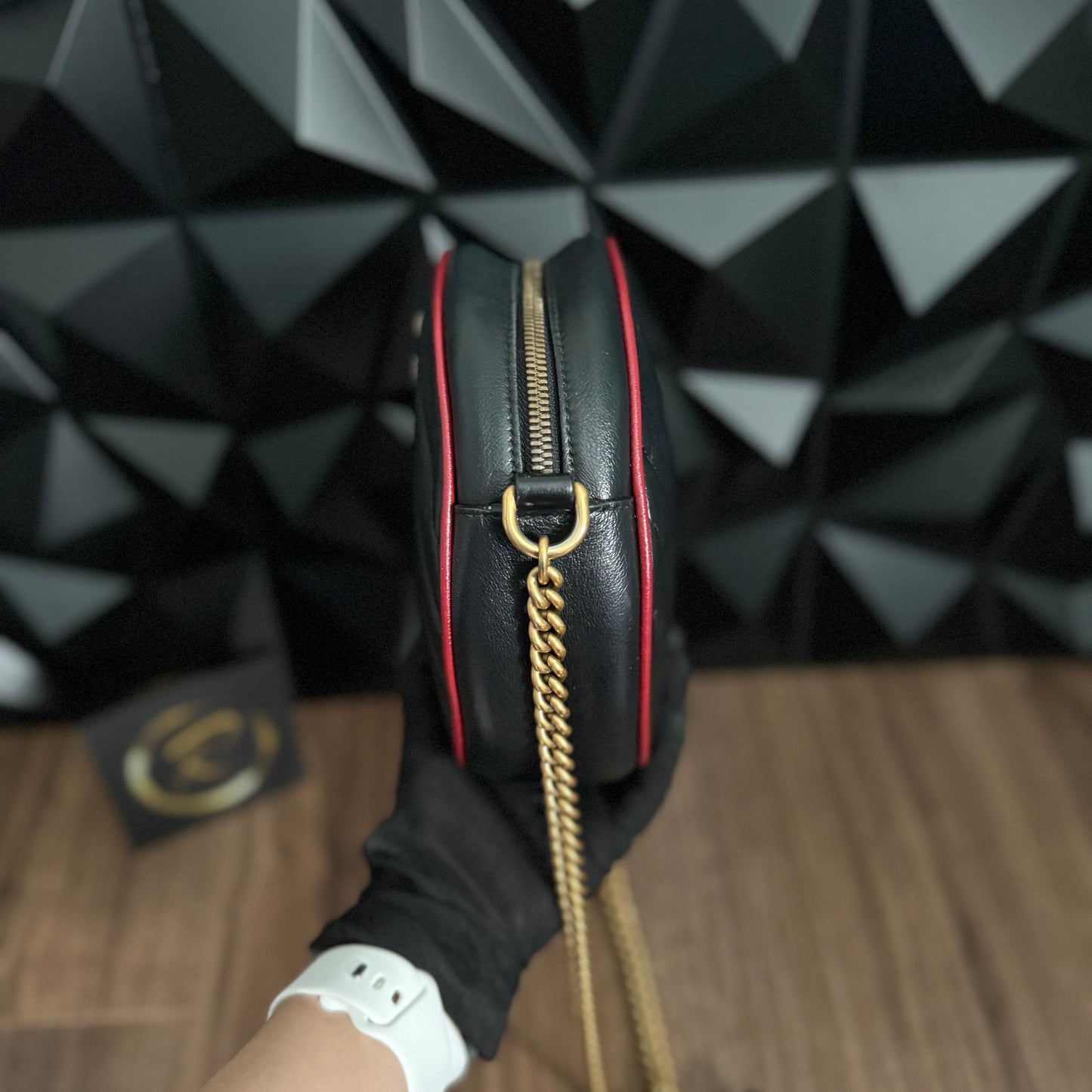 Gucci Marmont Mini Round Shoulder Bag (Matelassé leather)
