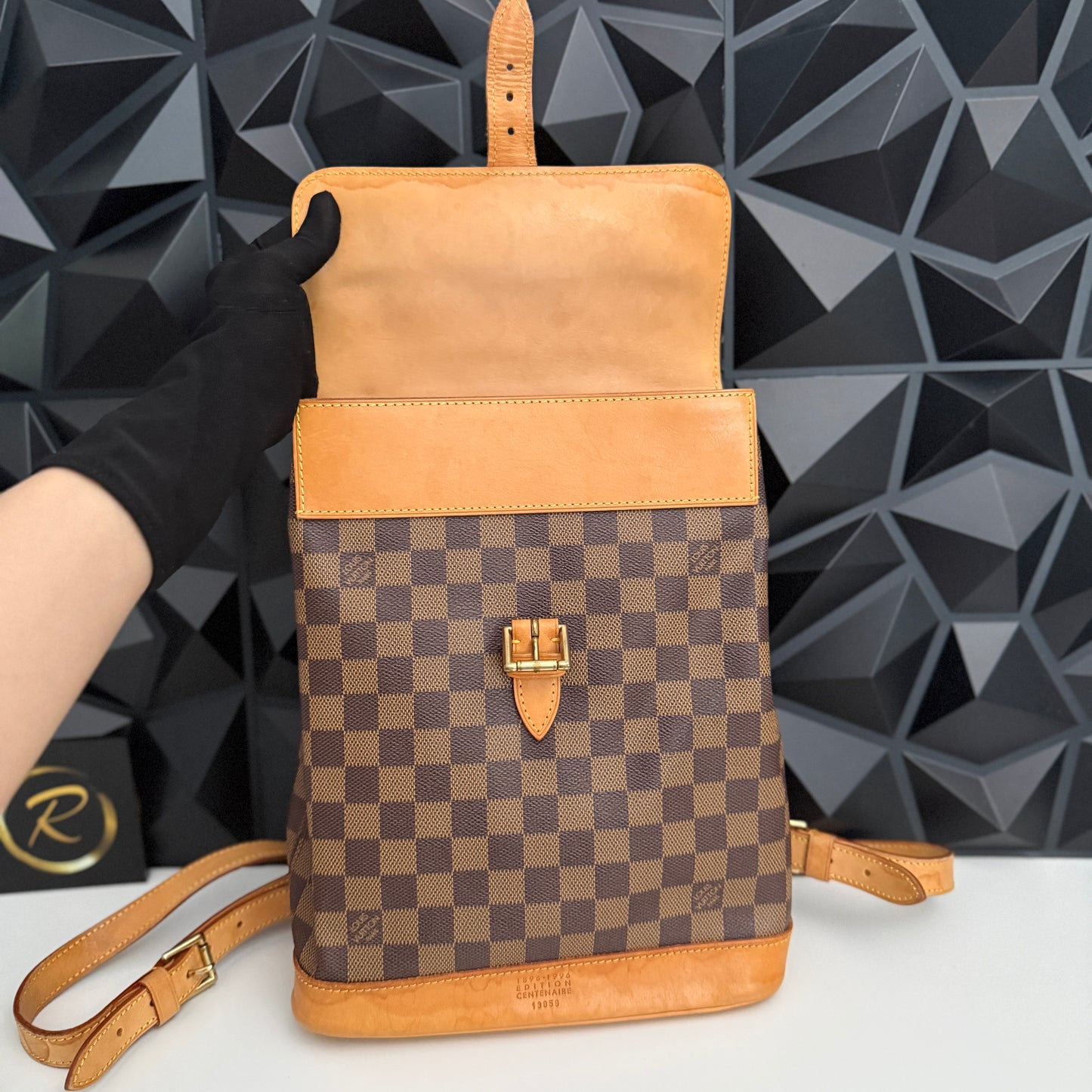 Limited Edition 100th Anniversary Centenaire Damier Ebene Soho backpack