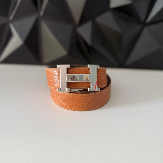 Hermès Constance H belt, reversible in black and tan